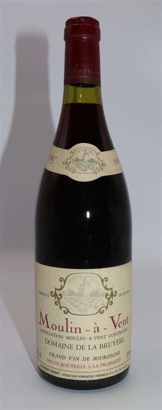 Six bottles of Moulin a Vent Domaine de la Bruyere, 1987,